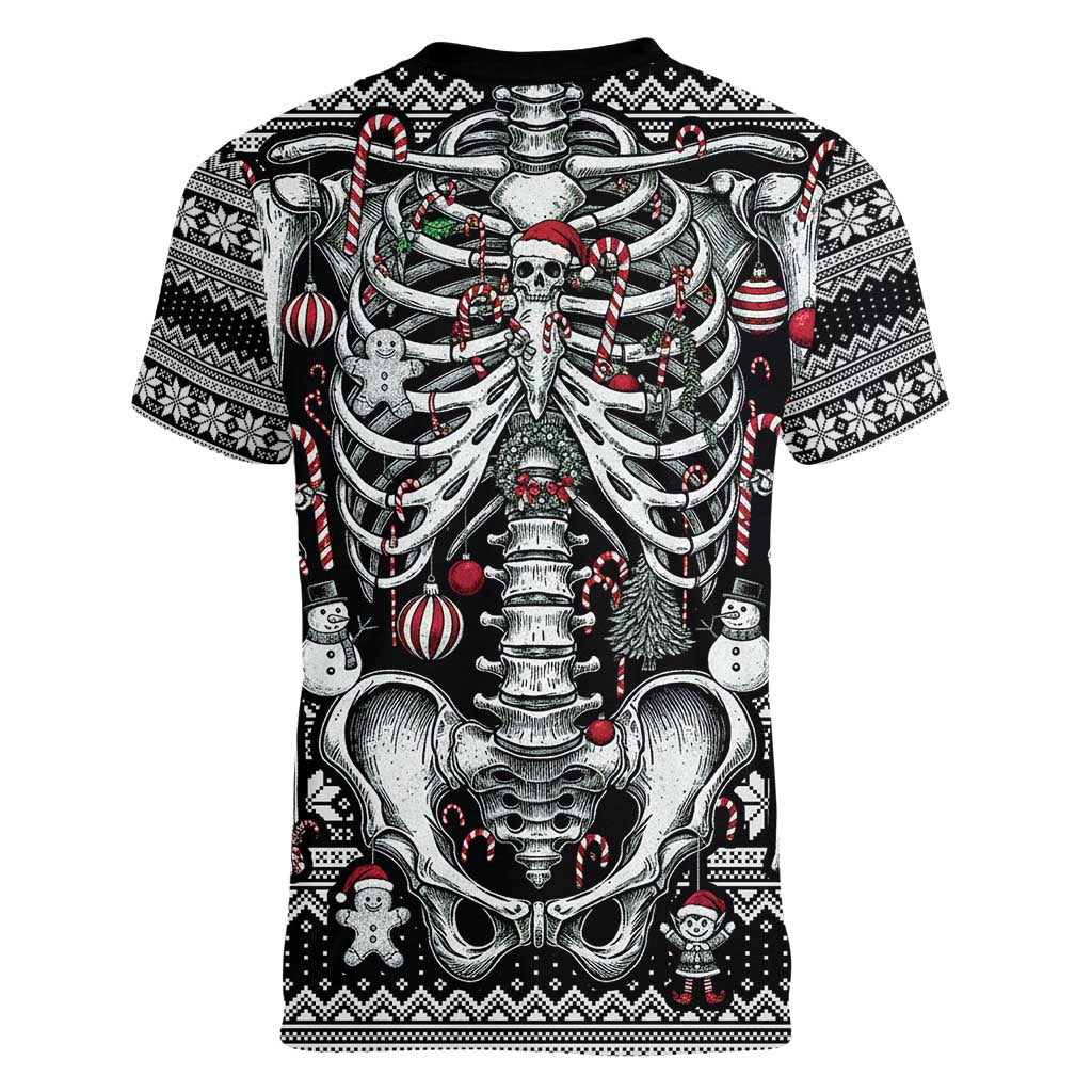 Merry Creepmas Women V-Neck T-Shirt Bone to be Jolly - Wonder Print Shop