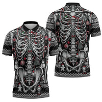 Merry Creepmas Zipper Polo Shirt Bone to be Jolly - Wonder Print Shop