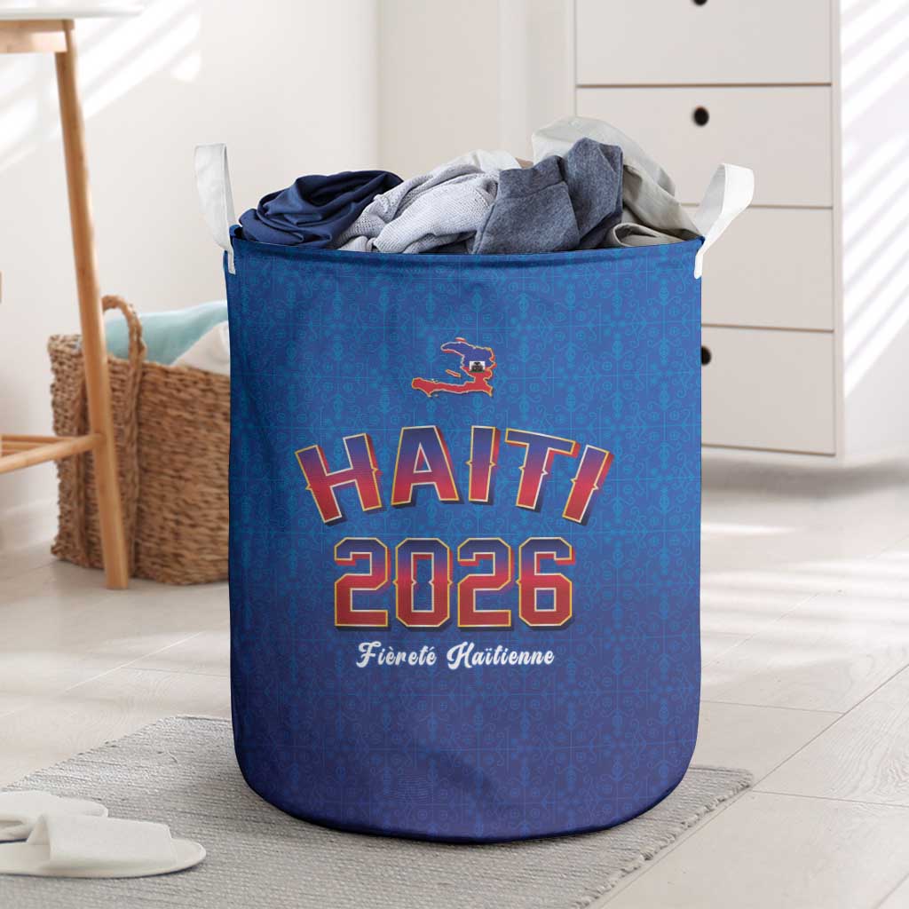 World Football Haiti 2026 Laundry Basket Haiti est de Retour Blue Voodoo Veve Spirits - Wonder Print Shop