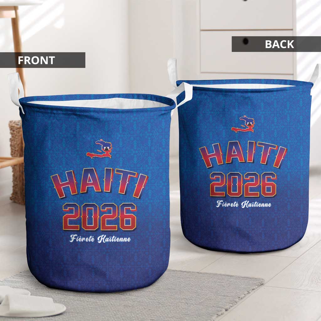 World Football Haiti 2026 Laundry Basket Haiti est de Retour Blue Voodoo Veve Spirits - Wonder Print Shop
