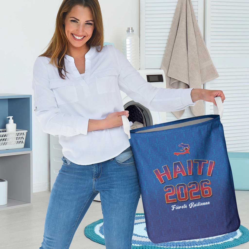 World Football Haiti 2026 Laundry Basket Haiti est de Retour Blue Voodoo Veve Spirits - Wonder Print Shop