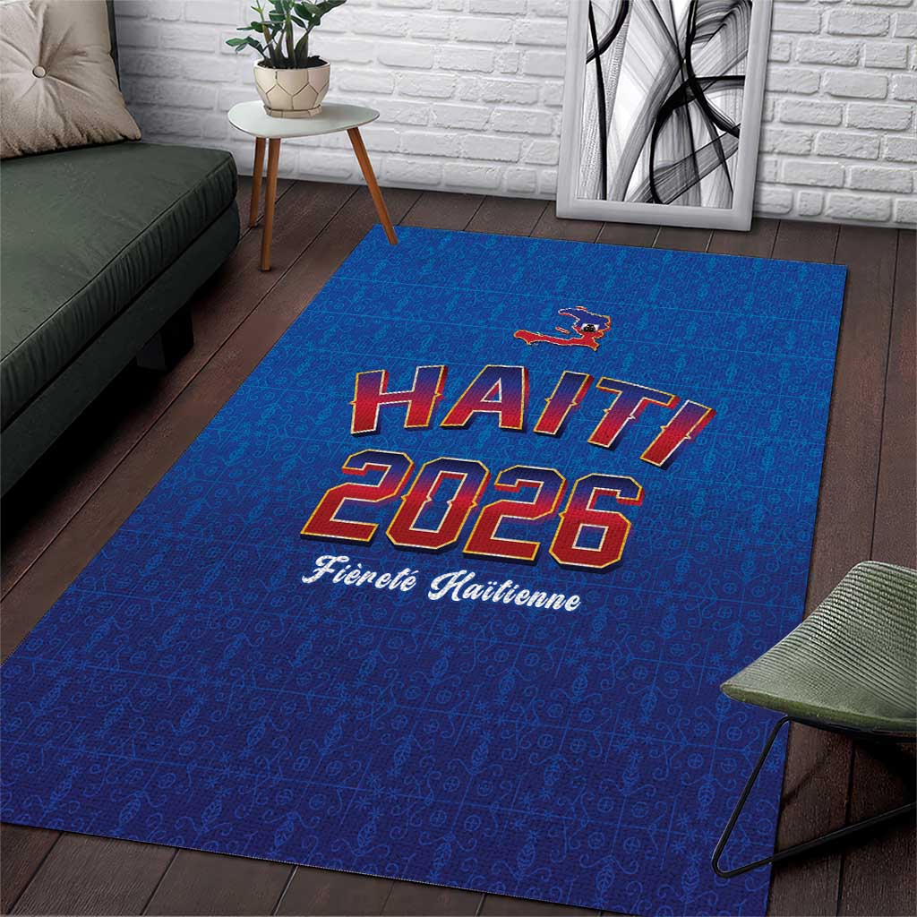 World Football Haiti 2026 Area Rug Haiti est de Retour Blue Voodoo Veve Spirits - Wonder Print Shop