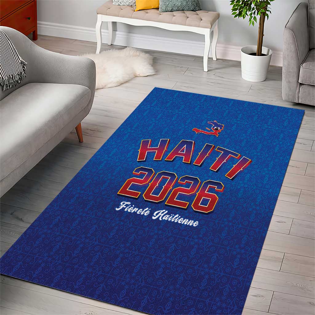 World Football Haiti 2026 Area Rug Haiti est de Retour Blue Voodoo Veve Spirits - Wonder Print Shop