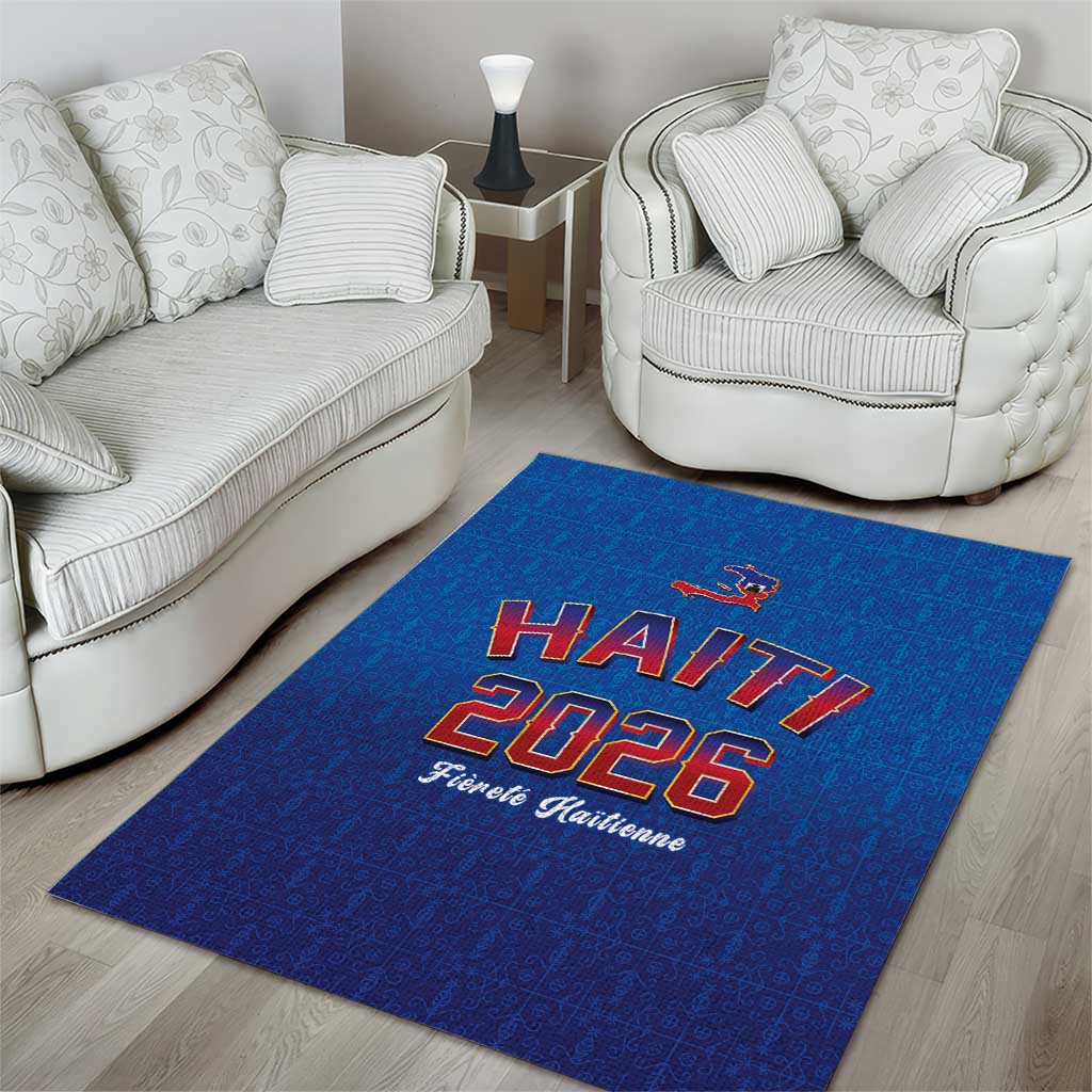 World Football Haiti 2026 Area Rug Haiti est de Retour Blue Voodoo Veve Spirits - Wonder Print Shop