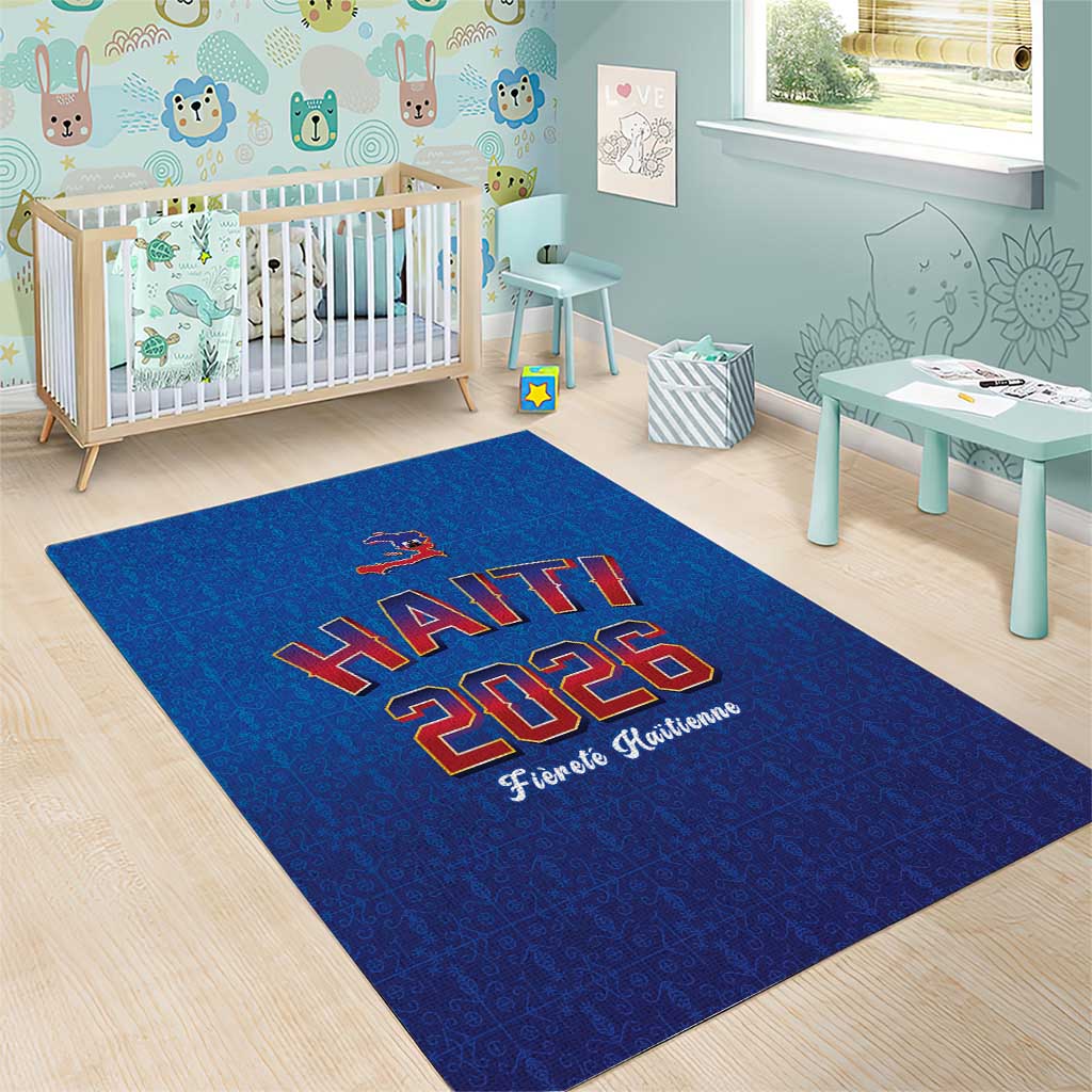 World Football Haiti 2026 Area Rug Haiti est de Retour Blue Voodoo Veve Spirits - Wonder Print Shop