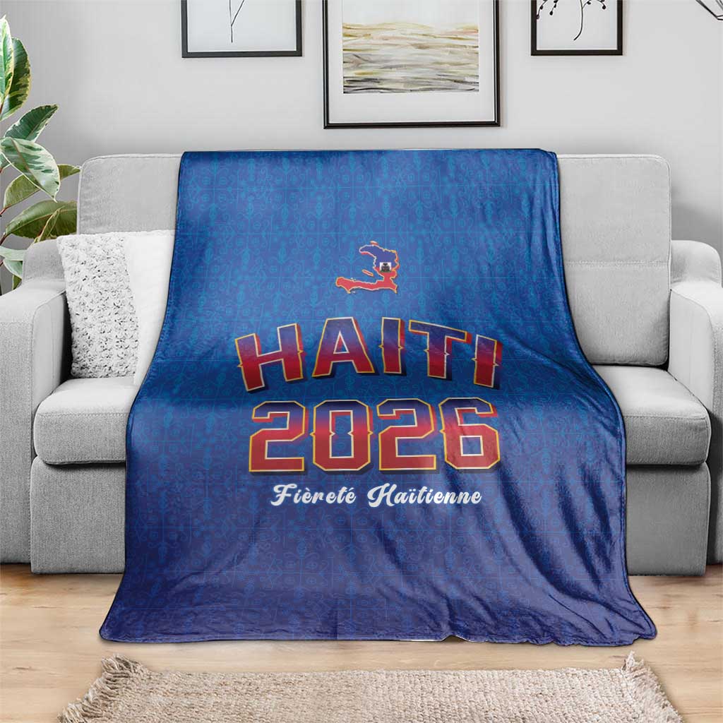 World Football Haiti 2026 Blanket Haiti est de Retour Blue Voodoo Veve Spirits - Wonder Print Shop