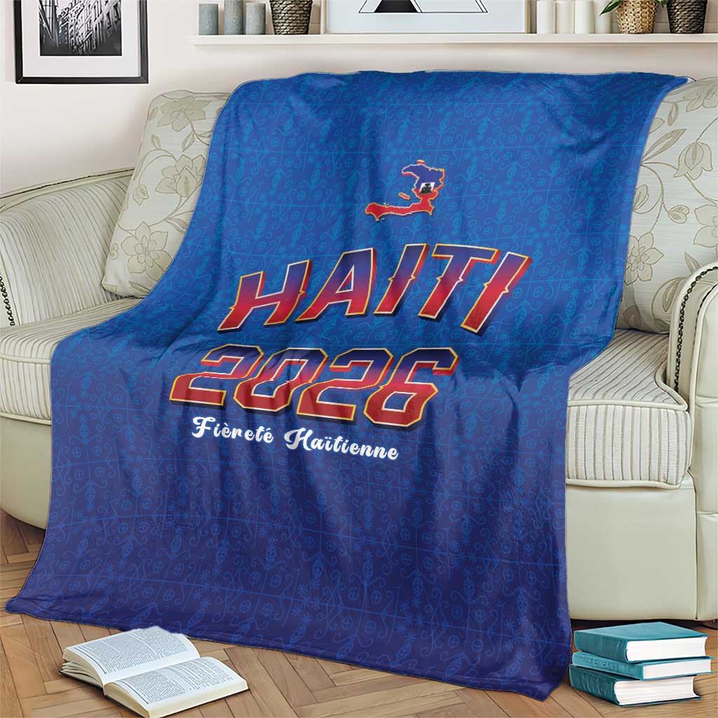World Football Haiti 2026 Blanket Haiti est de Retour Blue Voodoo Veve Spirits - Wonder Print Shop