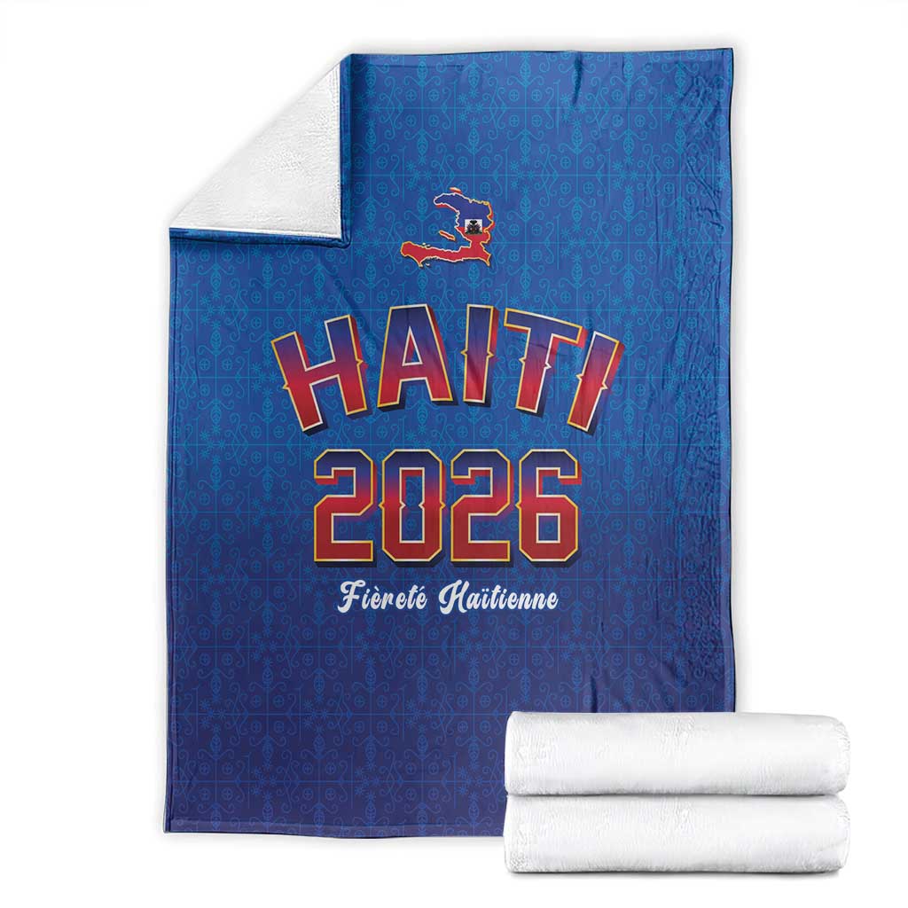 World Football Haiti 2026 Blanket Haiti est de Retour Blue Voodoo Veve Spirits - Wonder Print Shop
