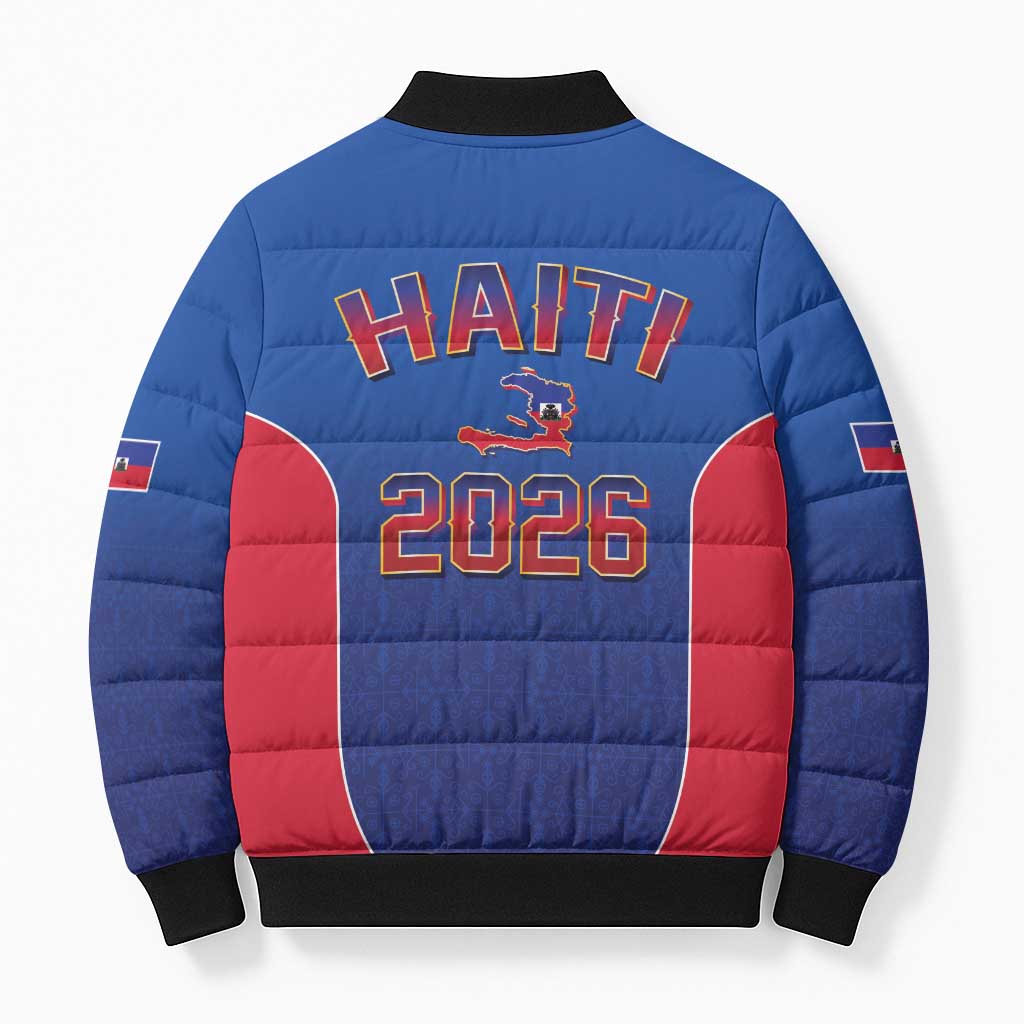 World Football Haiti 2026 Bomber Puffer Jacket Haiti est de Retour Blue Voodoo Veve Spirits - Wonder Print Shop