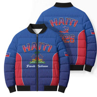 World Football Haiti 2026 Bomber Puffer Jacket Haiti est de Retour Blue Voodoo Veve Spirits - Wonder Print Shop