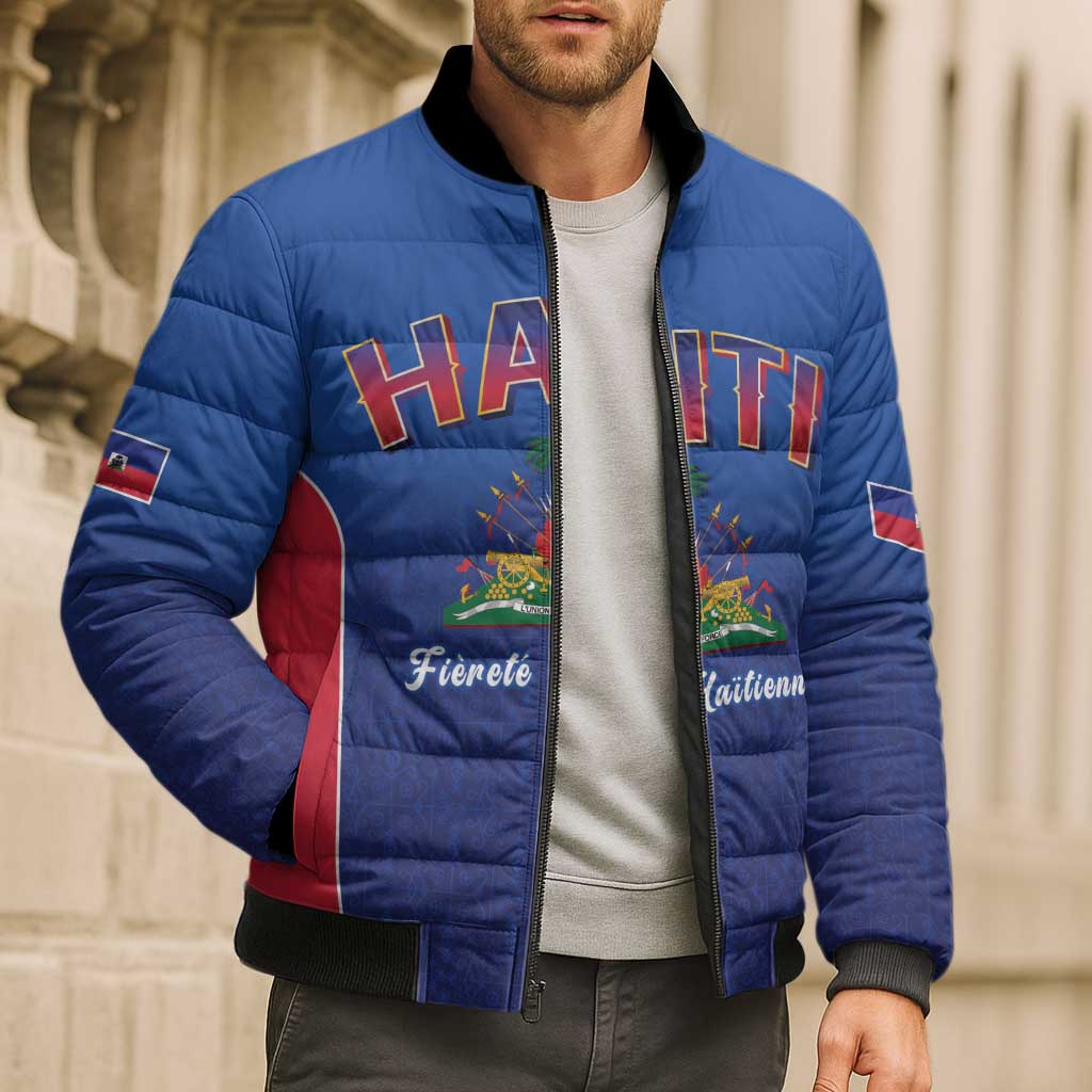 World Football Haiti 2026 Bomber Puffer Jacket Haiti est de Retour Blue Voodoo Veve Spirits - Wonder Print Shop
