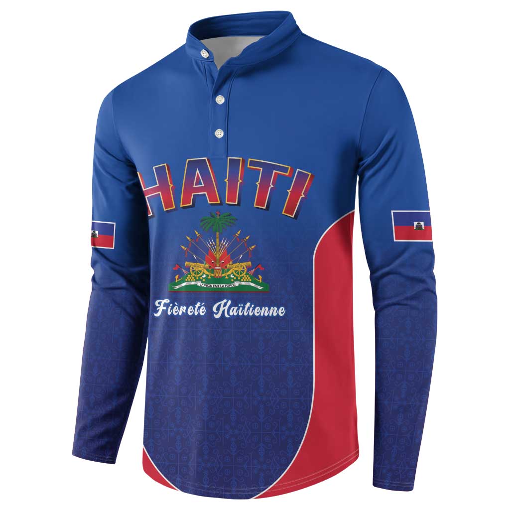 World Football Haiti 2026 Button Sweatshirt Haiti est de Retour Blue Voodoo Veve Spirits - Wonder Print Shop