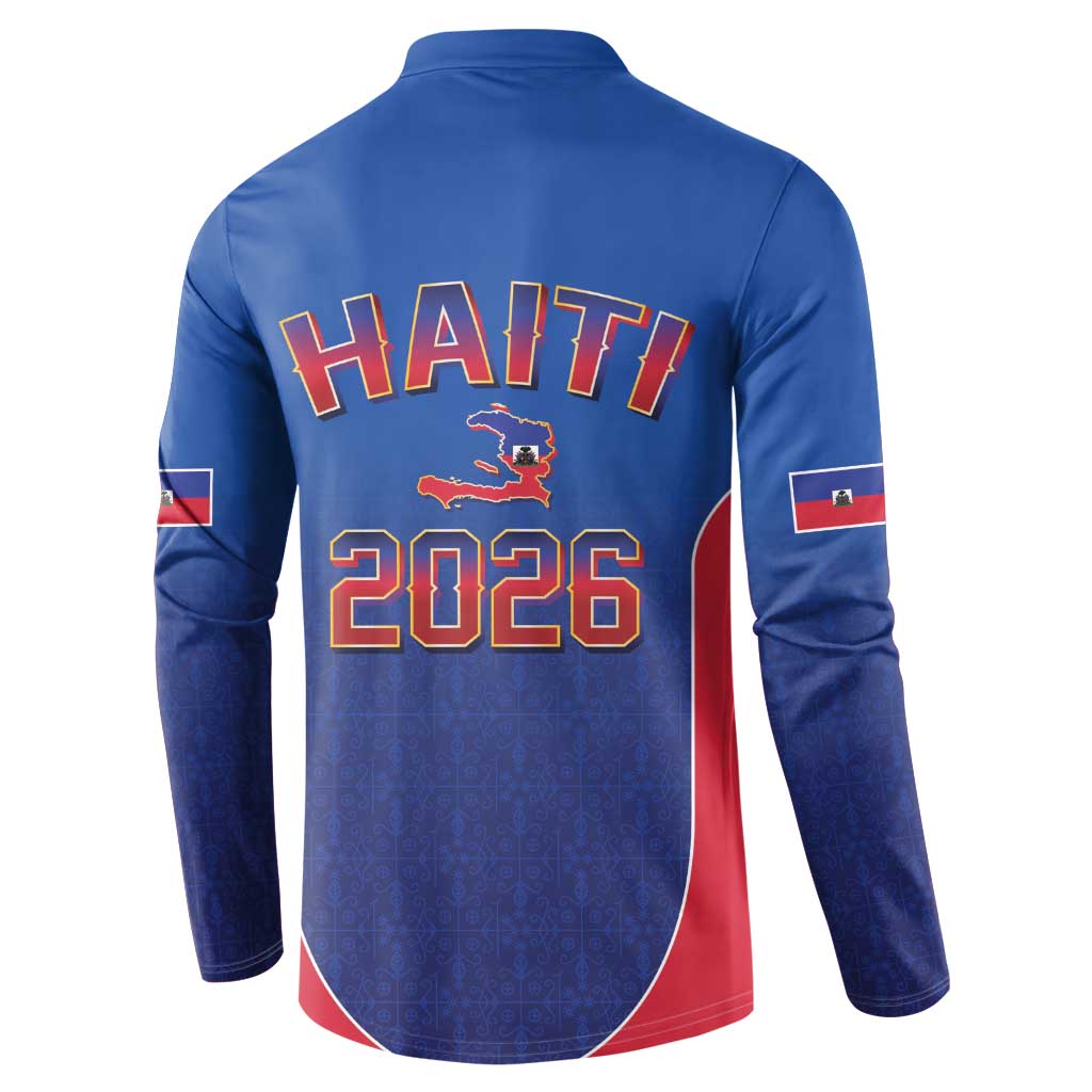 World Football Haiti 2026 Button Sweatshirt Haiti est de Retour Blue Voodoo Veve Spirits - Wonder Print Shop