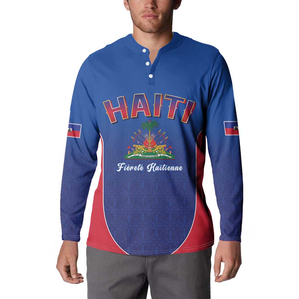 World Football Haiti 2026 Button Sweatshirt Haiti est de Retour Blue Voodoo Veve Spirits - Wonder Print Shop