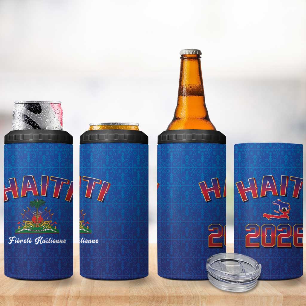 World Football Haiti 2026 4 in 1 Can Cooler Tumbler Haiti est de Retour Blue Voodoo Veve Spirits - Wonder Print Shop