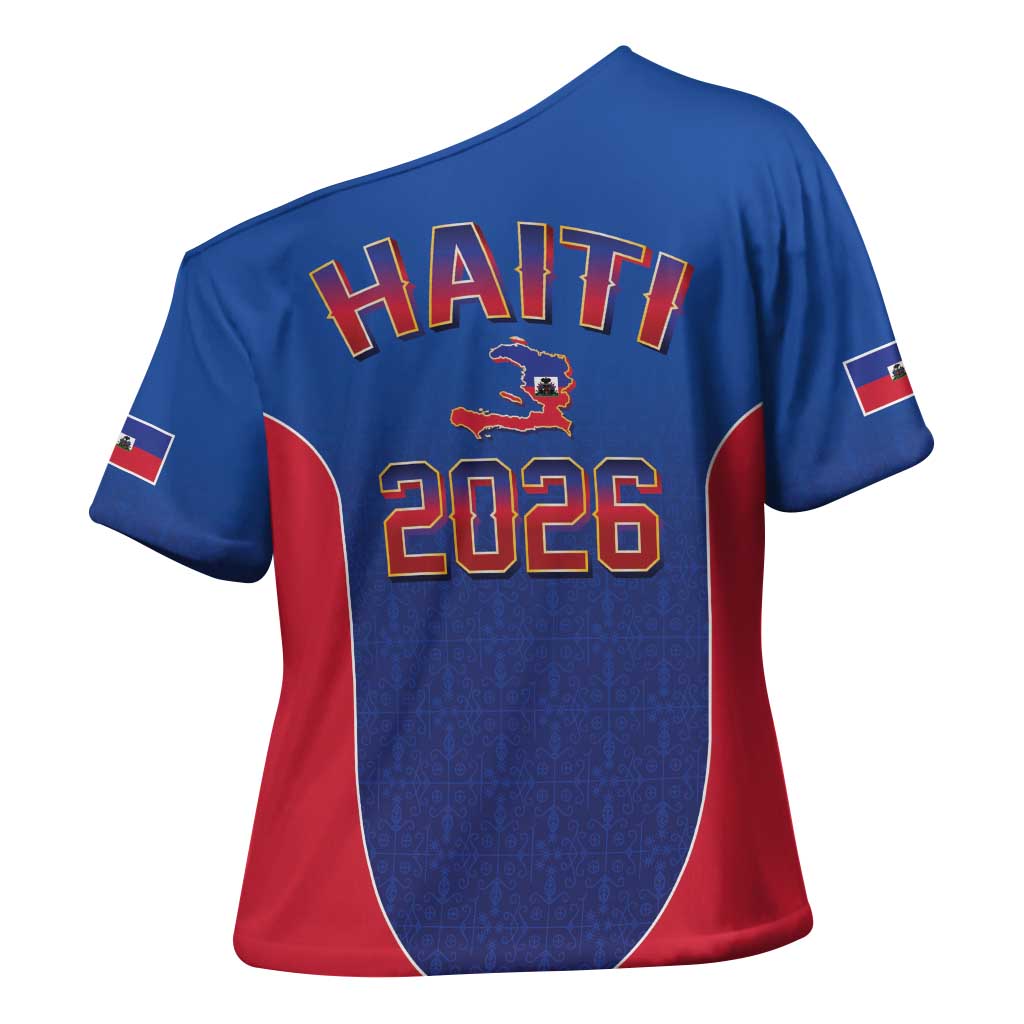 World Football Haiti 2026 Cross Shoulder Shirt Haiti est de Retour Blue Voodoo Veve Spirits - Wonder Print Shop