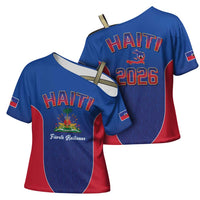 World Football Haiti 2026 Cross Shoulder Shirt Haiti est de Retour Blue Voodoo Veve Spirits - Wonder Print Shop