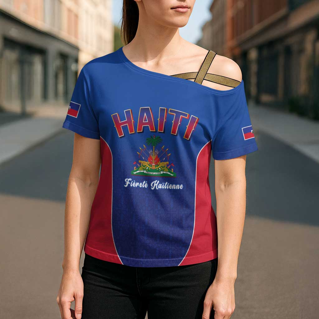 World Football Haiti 2026 Cross Shoulder Shirt Haiti est de Retour Blue Voodoo Veve Spirits - Wonder Print Shop