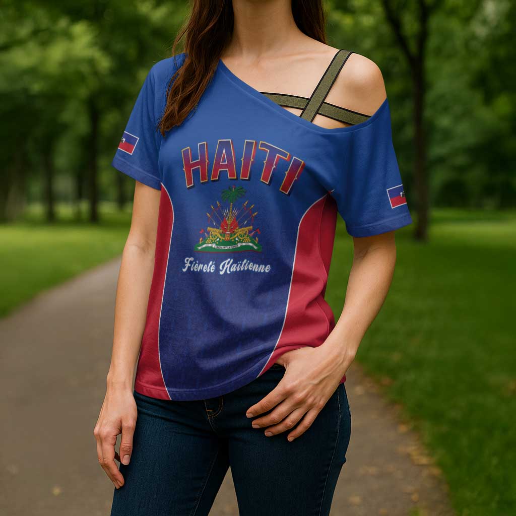World Football Haiti 2026 Cross Shoulder Shirt Haiti est de Retour Blue Voodoo Veve Spirits - Wonder Print Shop