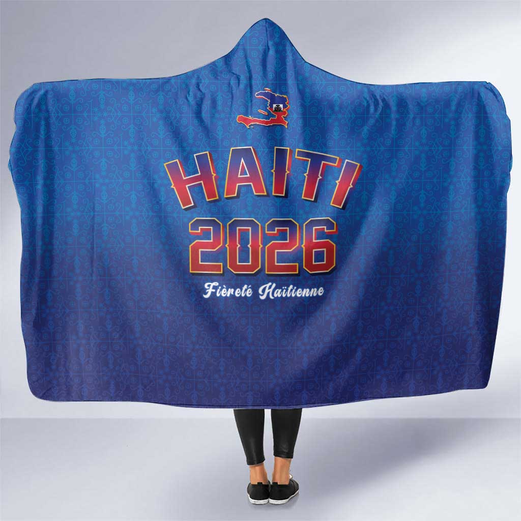 World Football Haiti 2026 Hooded Blanket Haiti est de Retour Blue Voodoo Veve Spirits - Wonder Print Shop