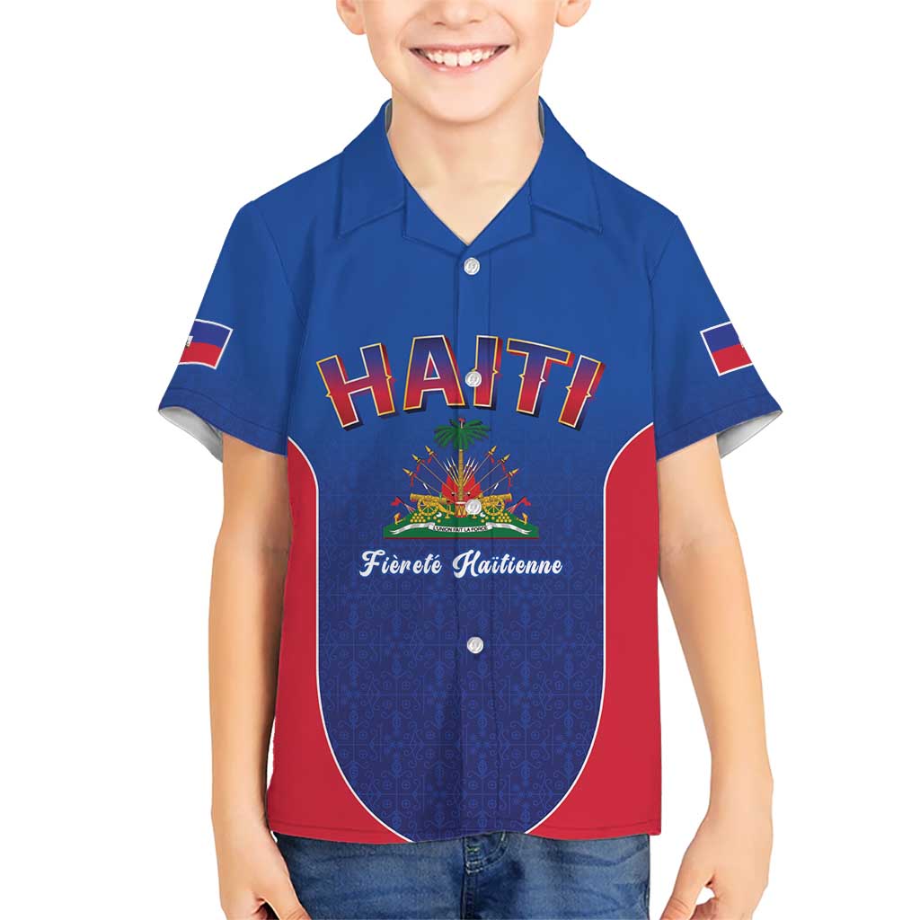 World Football Haiti 2026 Kid Hawaiian Shirt Haiti est de Retour Blue Voodoo Veve Spirits - Wonder Print Shop