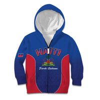 World Football Haiti 2026 Kid Hoodie Haiti est de Retour Blue Voodoo Veve Spirits - Wonder Print Shop