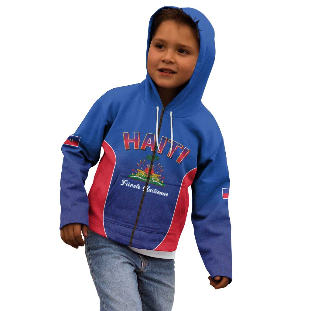 World Football Haiti 2026 Kid Hoodie Haiti est de Retour Blue Voodoo Veve Spirits - Wonder Print Shop