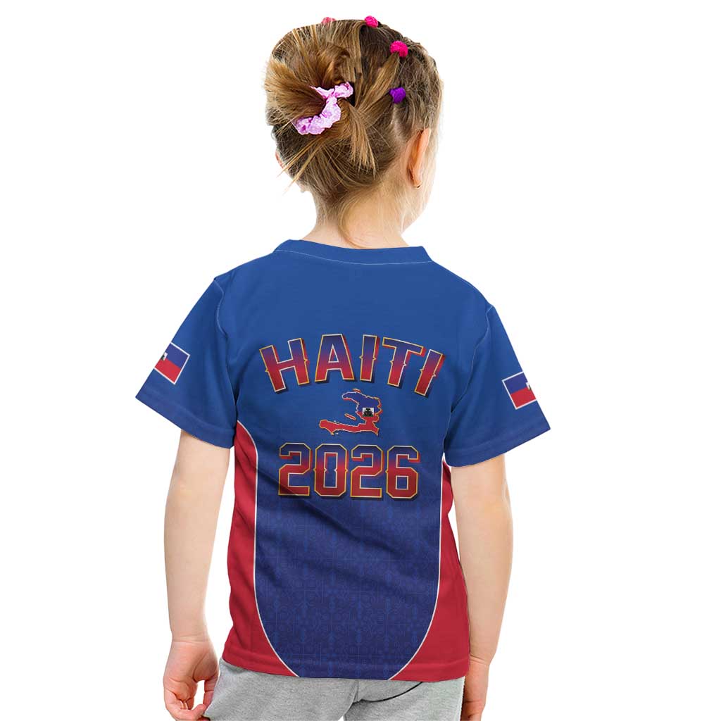 World Football Haiti 2026 Kid T Shirt Haiti est de Retour Blue Voodoo Veve Spirits - Wonder Print Shop