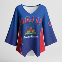 World Football Haiti 2026 Kimono Sleeve Blouse Haiti est de Retour Blue Voodoo Veve Spirits - Wonder Print Shop