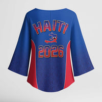 World Football Haiti 2026 Kimono Sleeve Blouse Haiti est de Retour Blue Voodoo Veve Spirits - Wonder Print Shop