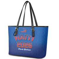 World Football Haiti 2026 Leather Tote Bag Haiti est de Retour Blue Voodoo Veve Spirits - Wonder Print Shop