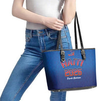 World Football Haiti 2026 Leather Tote Bag Haiti est de Retour Blue Voodoo Veve Spirits - Wonder Print Shop