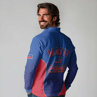 World Football Haiti 2026 Long Sleeve Polo Shirt Haiti est de Retour Blue Voodoo Veve Spirits - Wonder Print Shop