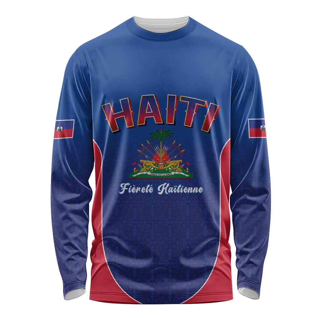 World Football Haiti 2026 Long Sleeve Shirt Haiti est de Retour Blue Voodoo Veve Spirits - Wonder Print Shop