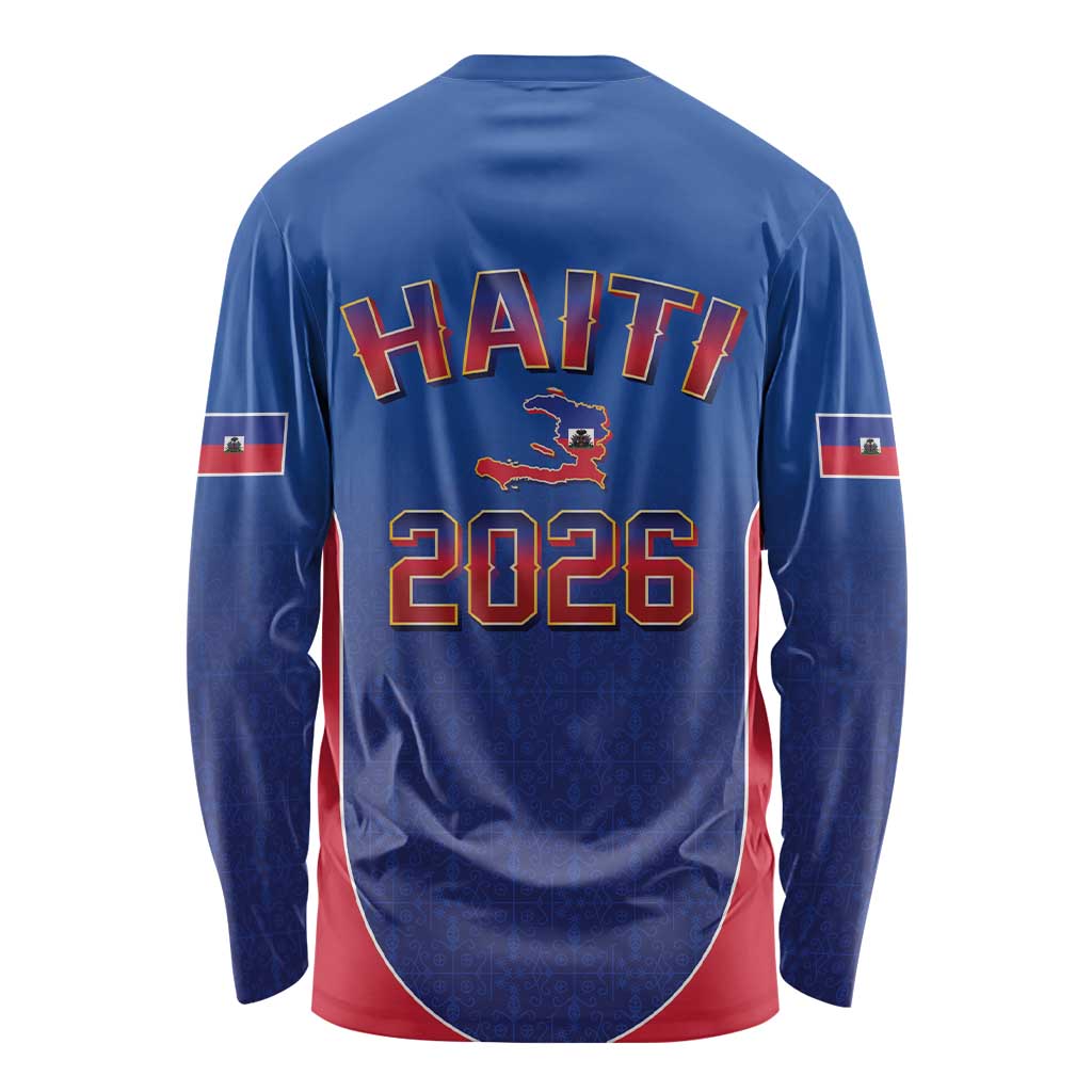 World Football Haiti 2026 Long Sleeve Shirt Haiti est de Retour Blue Voodoo Veve Spirits - Wonder Print Shop