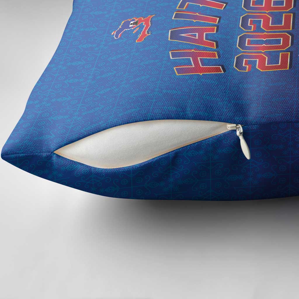 World Football Haiti 2026 Pillow Cover Haiti est de Retour Blue Voodoo Veve Spirits - Wonder Print Shop