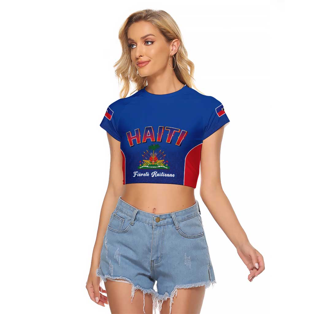 World Football Haiti 2026 Raglan Cropped T Shirt Haiti est de Retour Blue Voodoo Veve Spirits - Wonder Print Shop