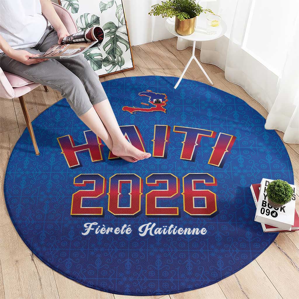 World Football Haiti 2026 Round Carpet Haiti est de Retour Blue Voodoo Veve Spirits - Wonder Print Shop