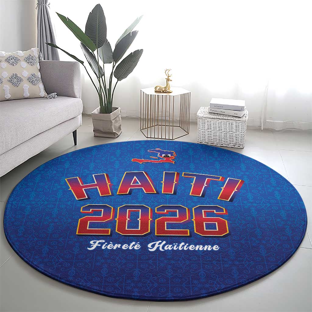 World Football Haiti 2026 Round Carpet Haiti est de Retour Blue Voodoo Veve Spirits - Wonder Print Shop