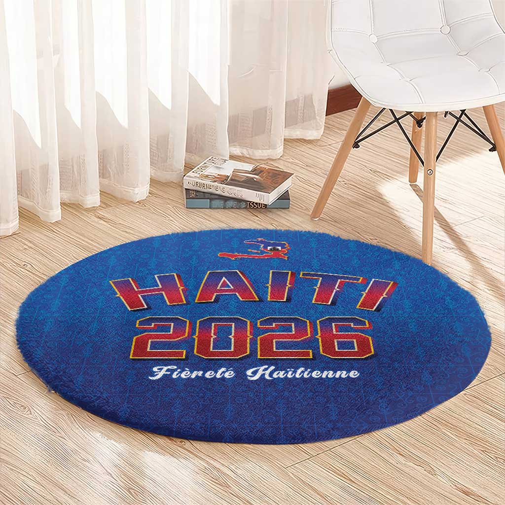 World Football Haiti 2026 Round Carpet Haiti est de Retour Blue Voodoo Veve Spirits - Wonder Print Shop