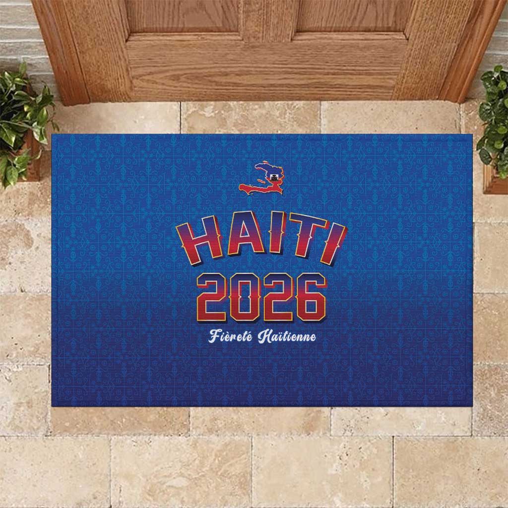 World Football Haiti 2026 Rubber Doormat Haiti est de Retour Blue Voodoo Veve Spirits - Wonder Print Shop