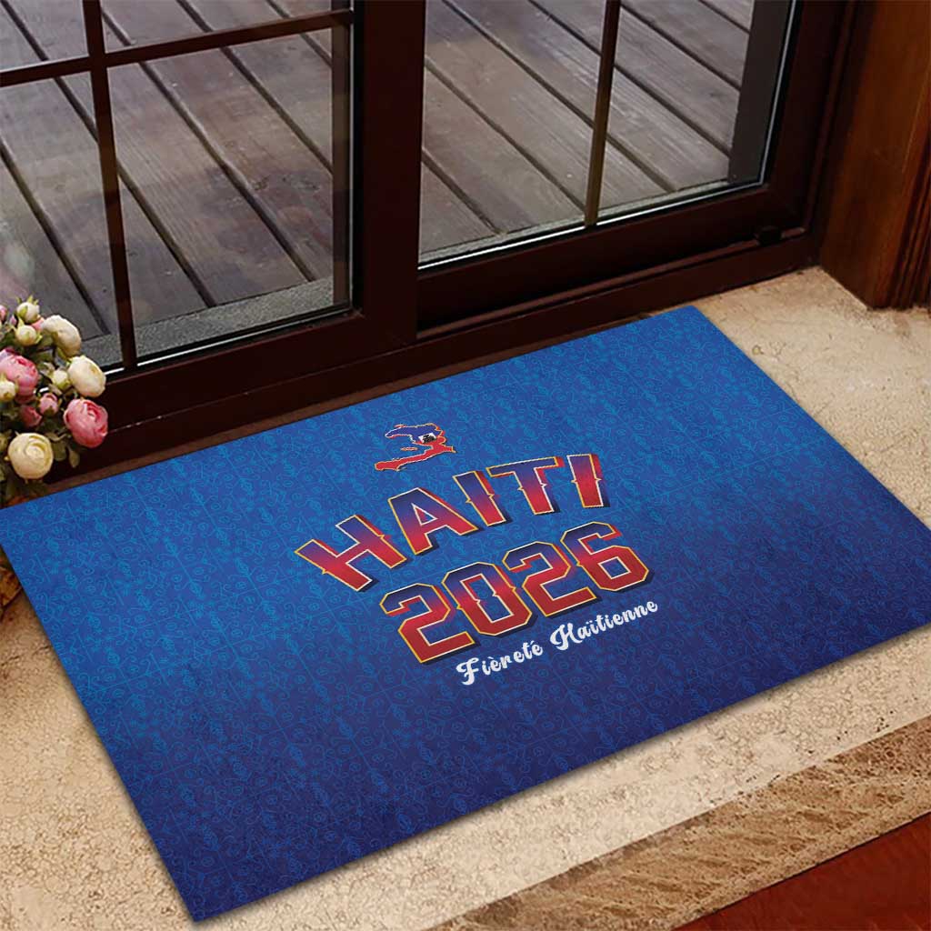 World Football Haiti 2026 Rubber Doormat Haiti est de Retour Blue Voodoo Veve Spirits - Wonder Print Shop