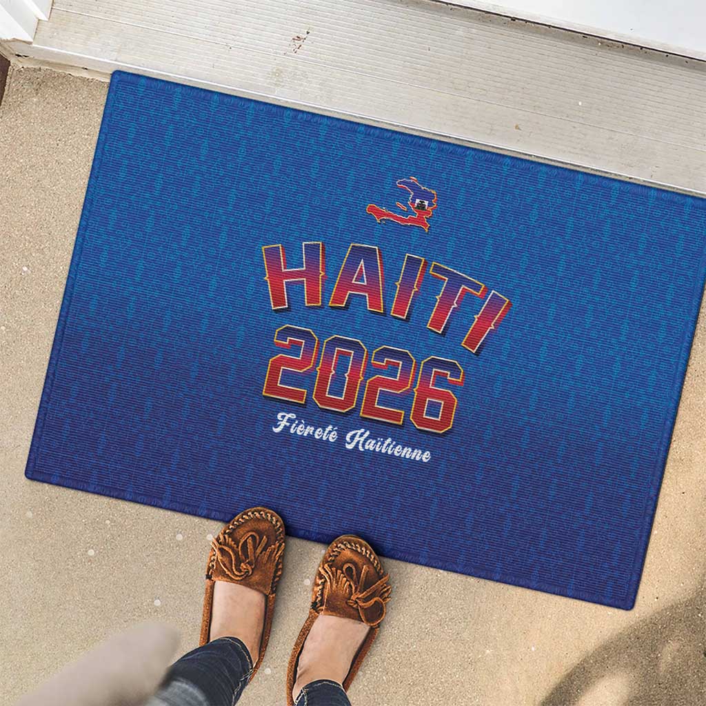 World Football Haiti 2026 Rubber Doormat Haiti est de Retour Blue Voodoo Veve Spirits - Wonder Print Shop