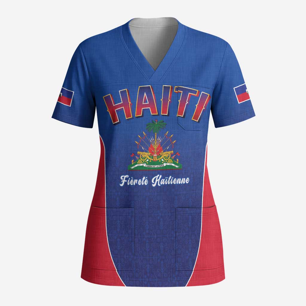 World Football Haiti 2026 Scrub Top Haiti est de Retour Blue Voodoo Veve Spirits - Wonder Print Shop