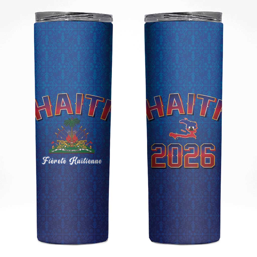 World Football Haiti 2026 Skinny Tumbler Haiti est de Retour Blue Voodoo Veve Spirits - Wonder Print Shop