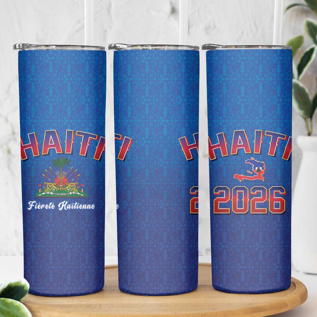 World Football Haiti 2026 Skinny Tumbler Haiti est de Retour Blue Voodoo Veve Spirits - Wonder Print Shop