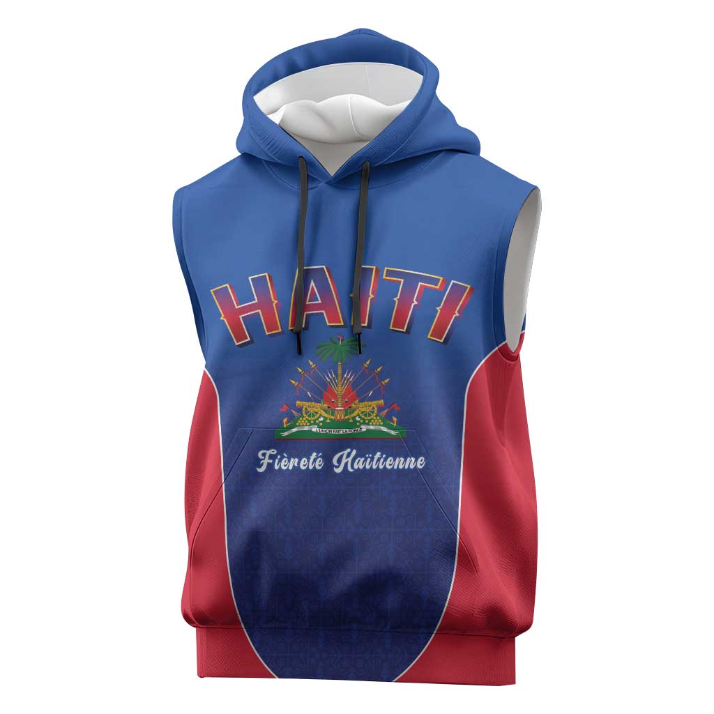 World Football Haiti 2026 Sleeveless Hoodie Haiti est de Retour Blue Voodoo Veve Spirits - Wonder Print Shop
