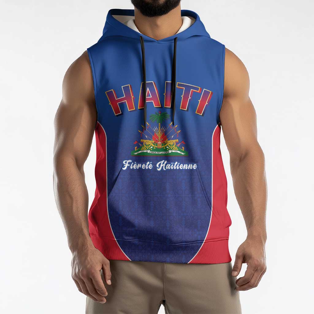 World Football Haiti 2026 Sleeveless Hoodie Haiti est de Retour Blue Voodoo Veve Spirits - Wonder Print Shop