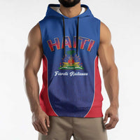 World Football Haiti 2026 Sleeveless Hoodie Haiti est de Retour Blue Voodoo Veve Spirits - Wonder Print Shop