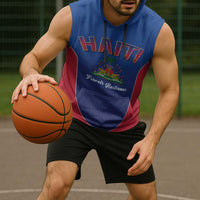 World Football Haiti 2026 Sleeveless Hoodie Haiti est de Retour Blue Voodoo Veve Spirits - Wonder Print Shop